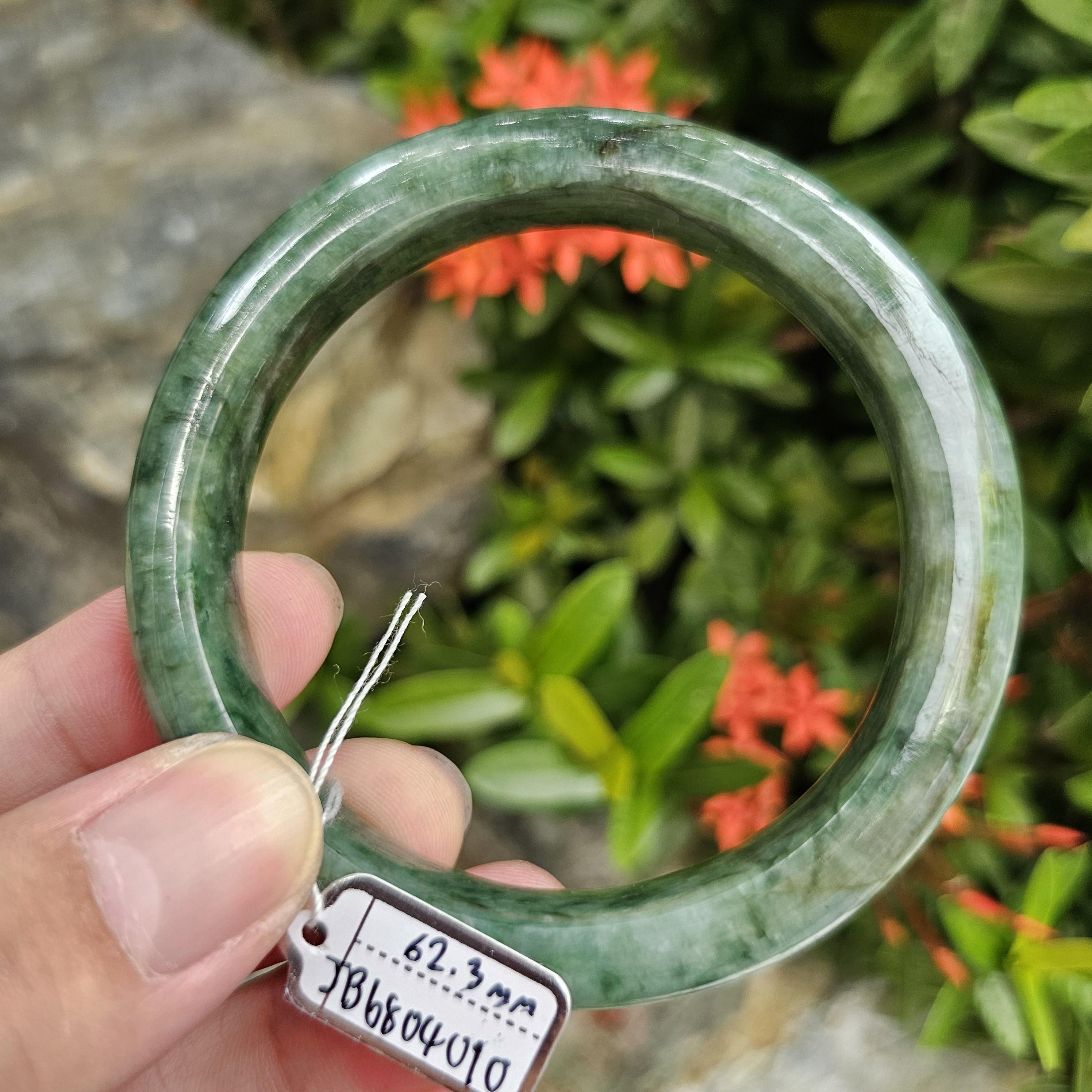 JB6804010 หยก พม่า แท้ Jade กำไลหยก 62.3 มม. (Jadeite bracelet) พม่า (Myanmar)