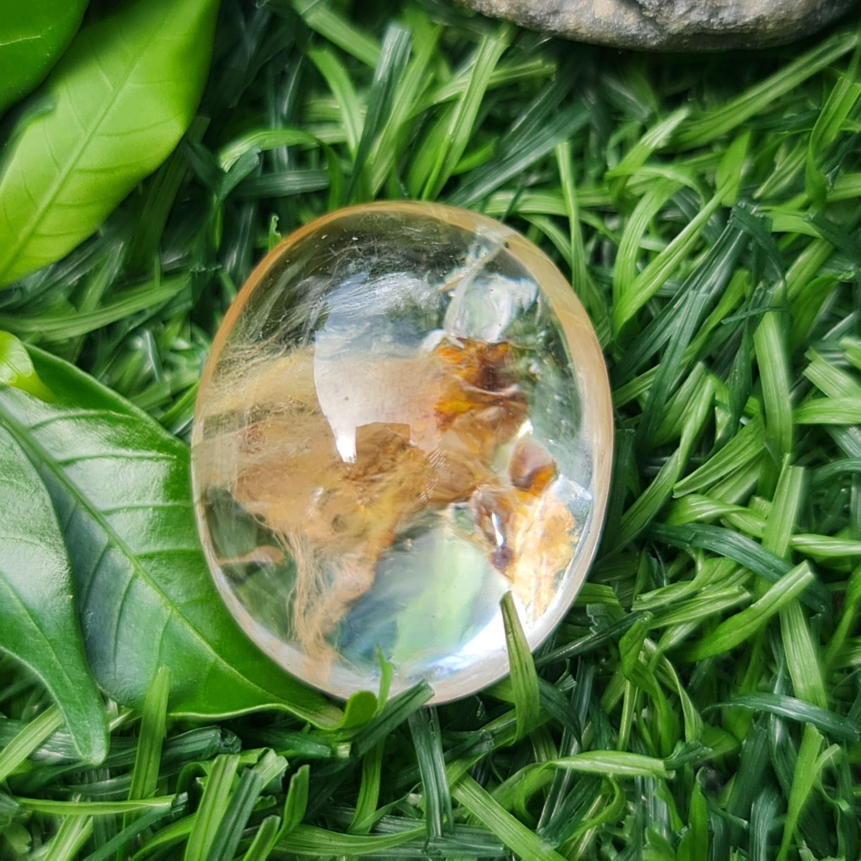 โป่งข่าม ควอตซ์ Rutilated Quartz 59.52 กะรัต Cts. พลอยแท้ อัญมณีมงคลประจําวันเกิด เครื่องประดับพลอย