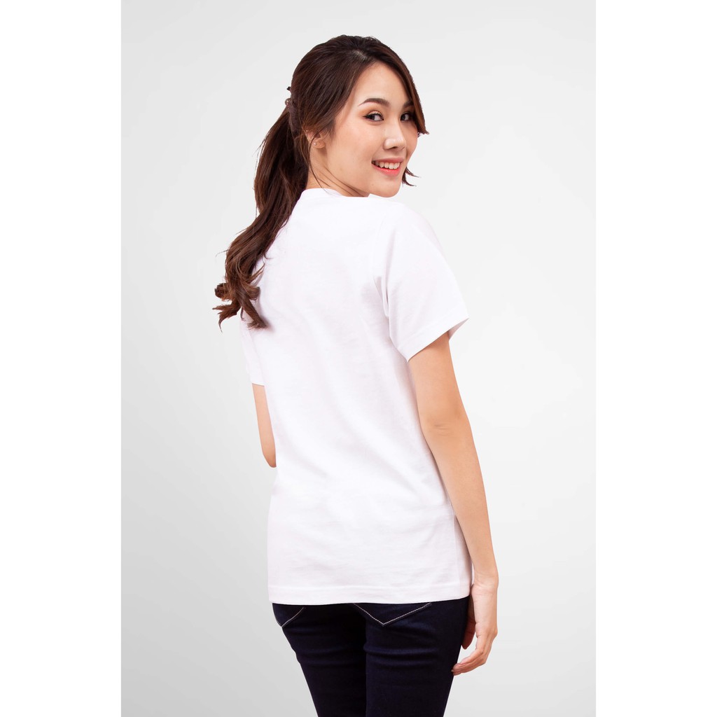 Noproblem Noproblem ยอดขาย No.1 รับประกัน ไม่ย้วย ไม่ยืด ผ้านุ่ม เสื้อยืด สีพื้น เสื้อยืดคอวี สีขาว