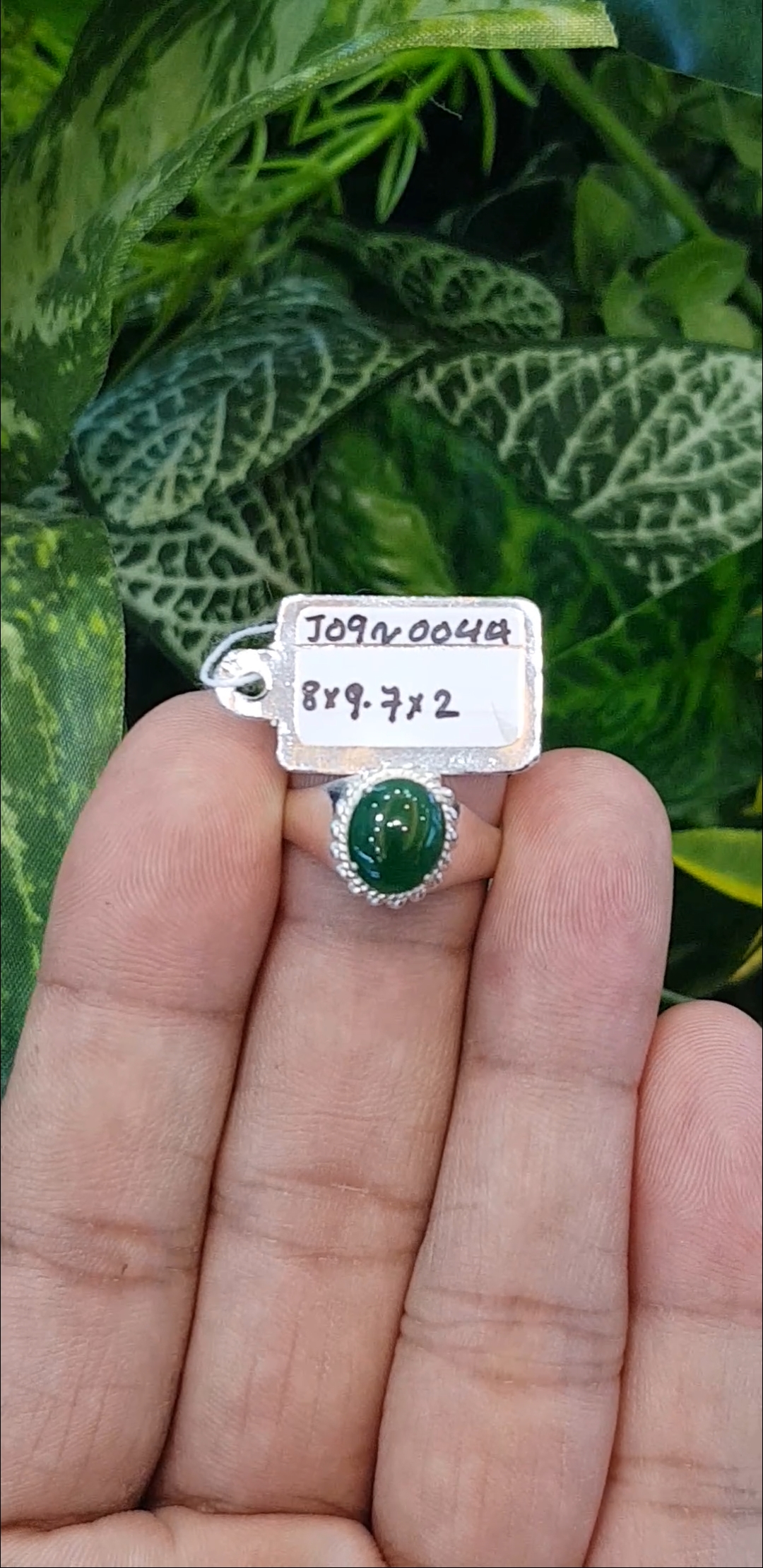 หยก พม่า แท้ Jade แหวนหยก 翡翠戒指 (Jadeite ring) 1.26 กะรัต (Cts.) ดิบ (Size) 57 ไม่ผ่านการปรับปรุง (Type A) พม่า (Myanmar)