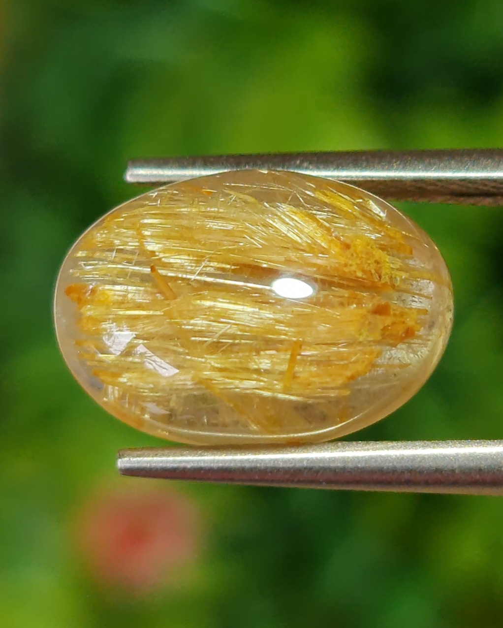 ไหมทอง ควอตซ์ Golden Rutilated Quartz 7.37 กะรัต Cts.พลอยแท้ อัญมณีมงคลประจําวันเกิด เครื่องประดับพลอย