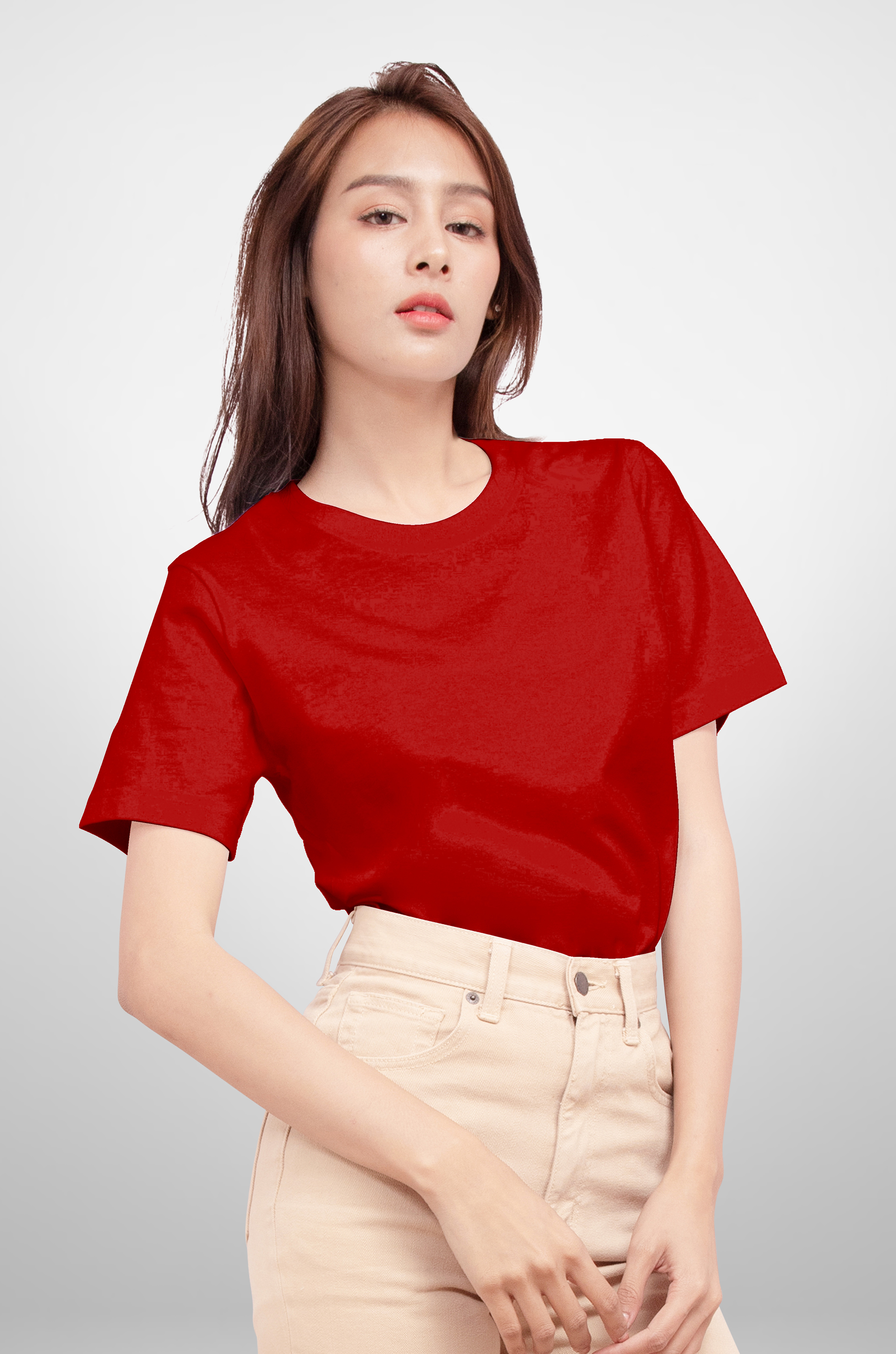 Noproblem Noproblem ยอดขาย No.1 รับประกัน ไม่ย้วย ไม่ยืด ผ้านุ่ม เสื้อยืด สีพื้น เสื้อยืดคอกลม สีเลือดหมู