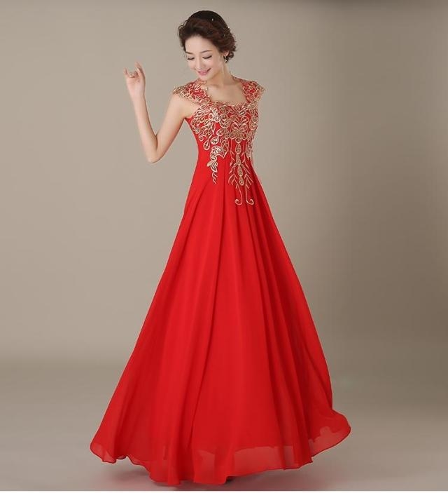 Pre-order ชุดราตรียาว ชุดเพื่อนเจ้าสาว แขนกุด ผ้าชีฟอง กระโปรงยาว แต่งดอก มีซิป