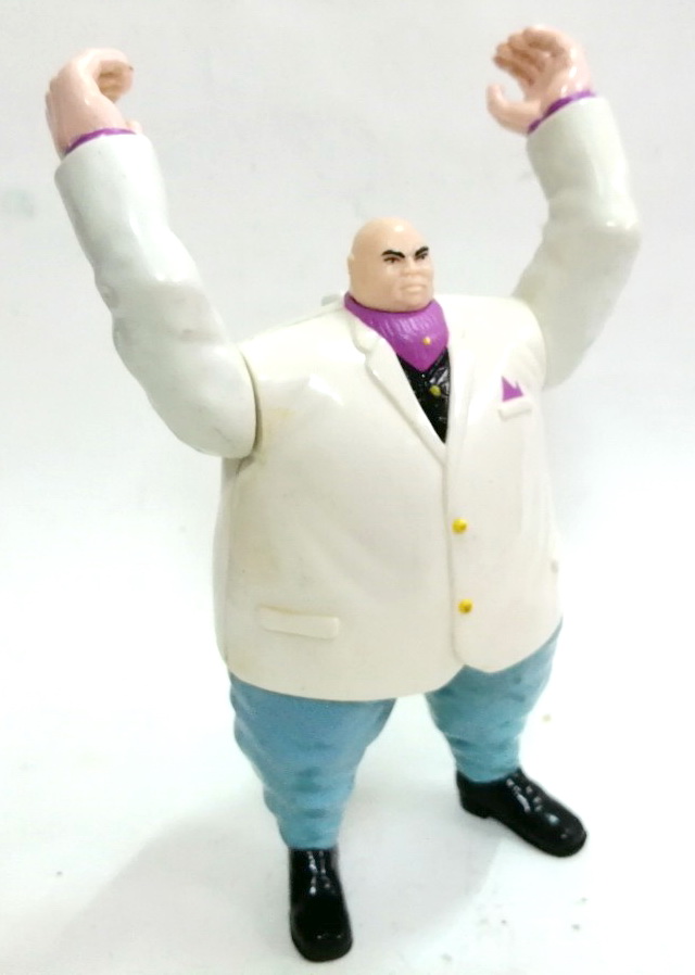 ฟิกเกอร์ AFC (แอคชั่นฟิกเกอร์) KINGPIN จาก SPIDER MAN ขนาดสูง 17 ซม. ขยับแขนได้ ไม้เท้าอยู่ครบ กดกลไกด้านหลังแล้วแขนจะยกทุ่ม งานเก่าปี 1999 สภาพสะสมเก่าเก็บ