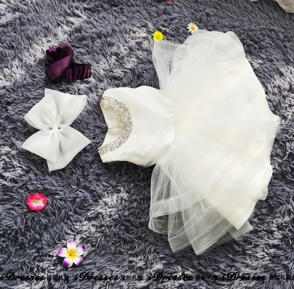 Pre-order ชุดราตรีเด็ก เดรส Tutu คอปักเลื่อม ปักมุก คาดเอวด้วยผ้าซาตินสีม่วง ด้านหลังติดโบว์ถอดได้