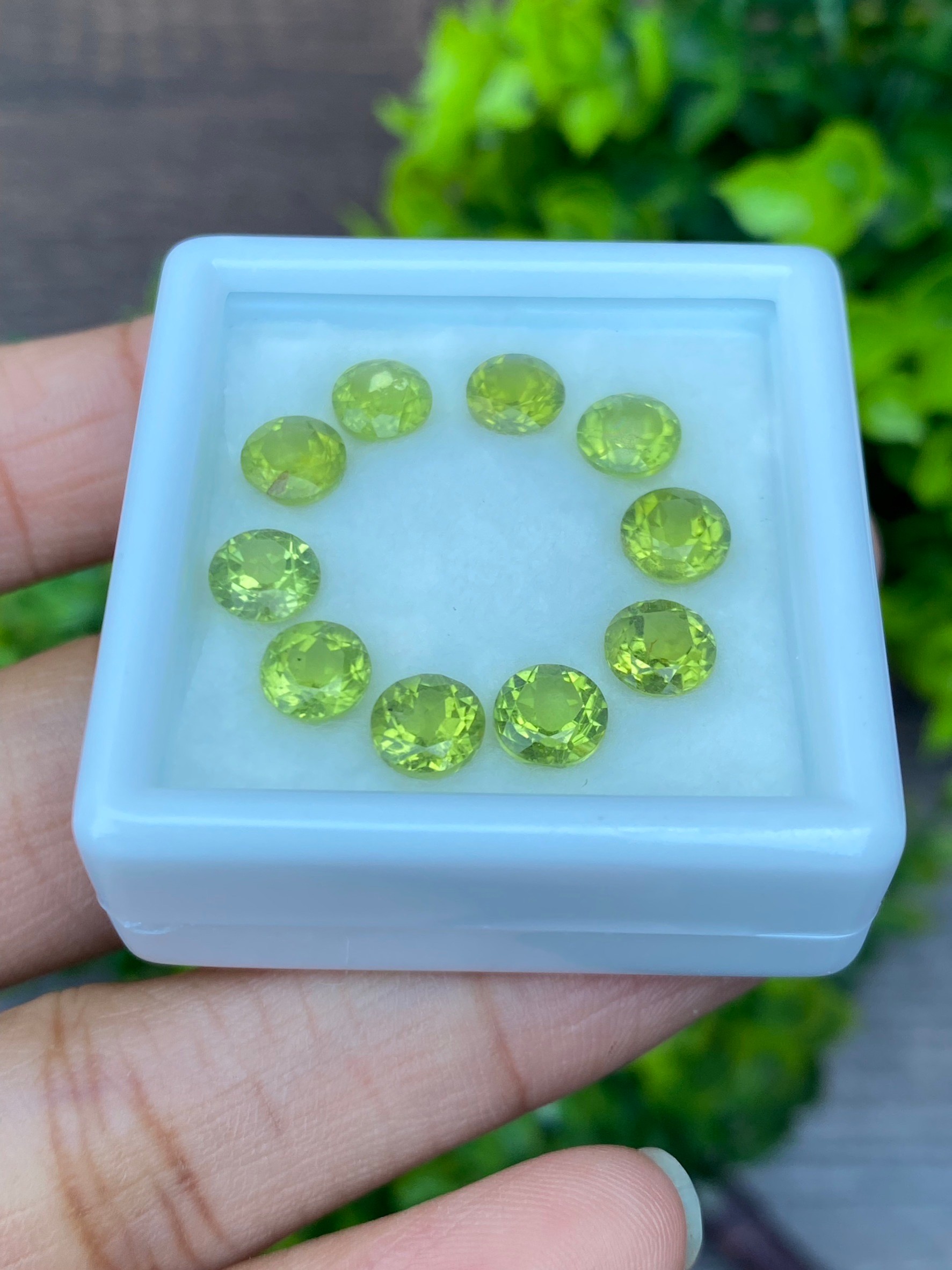 พลอย เพอริดอต Peridot 9.28 กะรัต (Cts.) 10 เม็ด (pcs.) พลอยแท้ อัญมณีมงคลประจําวันเกิด เครื่องประดับพลอย