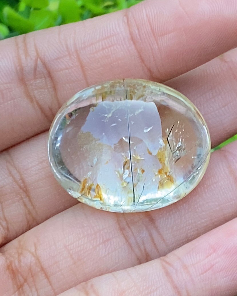 โป่งข่าม ควอตซ์ Rutilated Quartz 78.96 กะรัต Cts. พลอยแท้ อัญมณีมงคลประจําวันเกิด เครื่องประดับพลอย