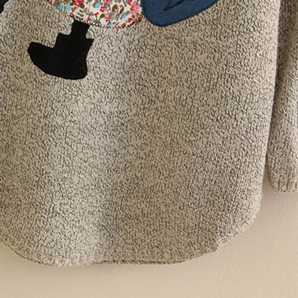 เสื้อไหมพรมตัวยาว ปักลายเด็กน้อยสไตล์วินเทจ (12061LM)