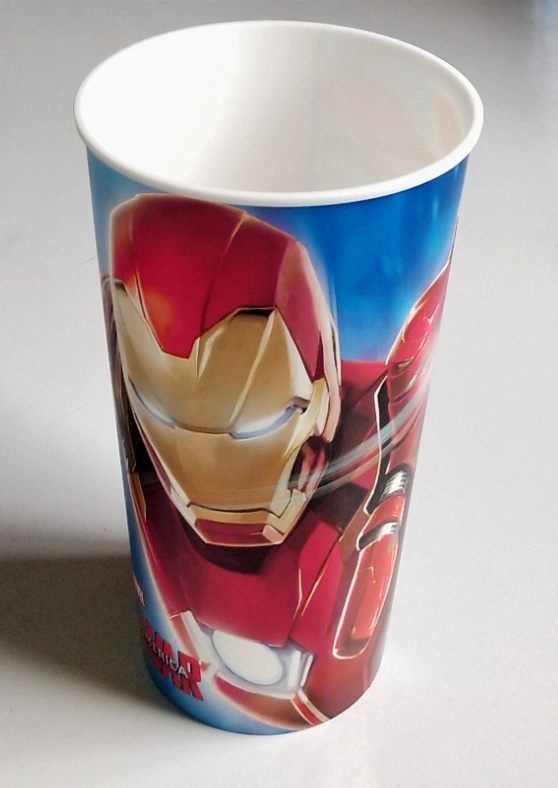 ของสะสม แก้วน้ำโรงหนัง ไออ้อนแมน Iron Man จาก ภาพยนต์ กัปตันอเมริกา Captain America Civil War ไม่มีท็อปเปอรํ