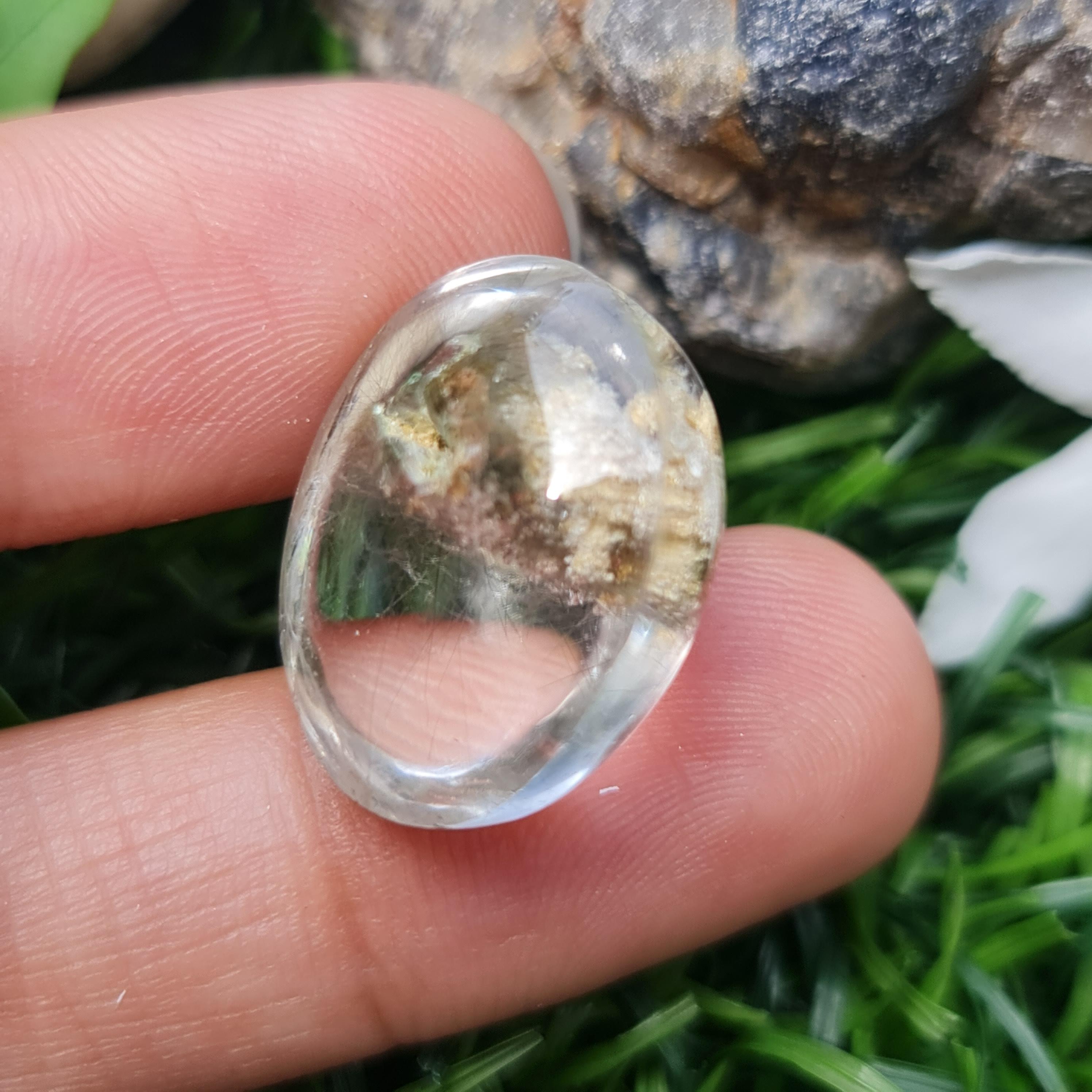 โป่งข่าม ควอตซ์ Rutilated Quartz 27.62 กะรัต Cts. พลอยแท้ อัญมณีมงคลประจําวันเกิด เครื่องประดับพลอย