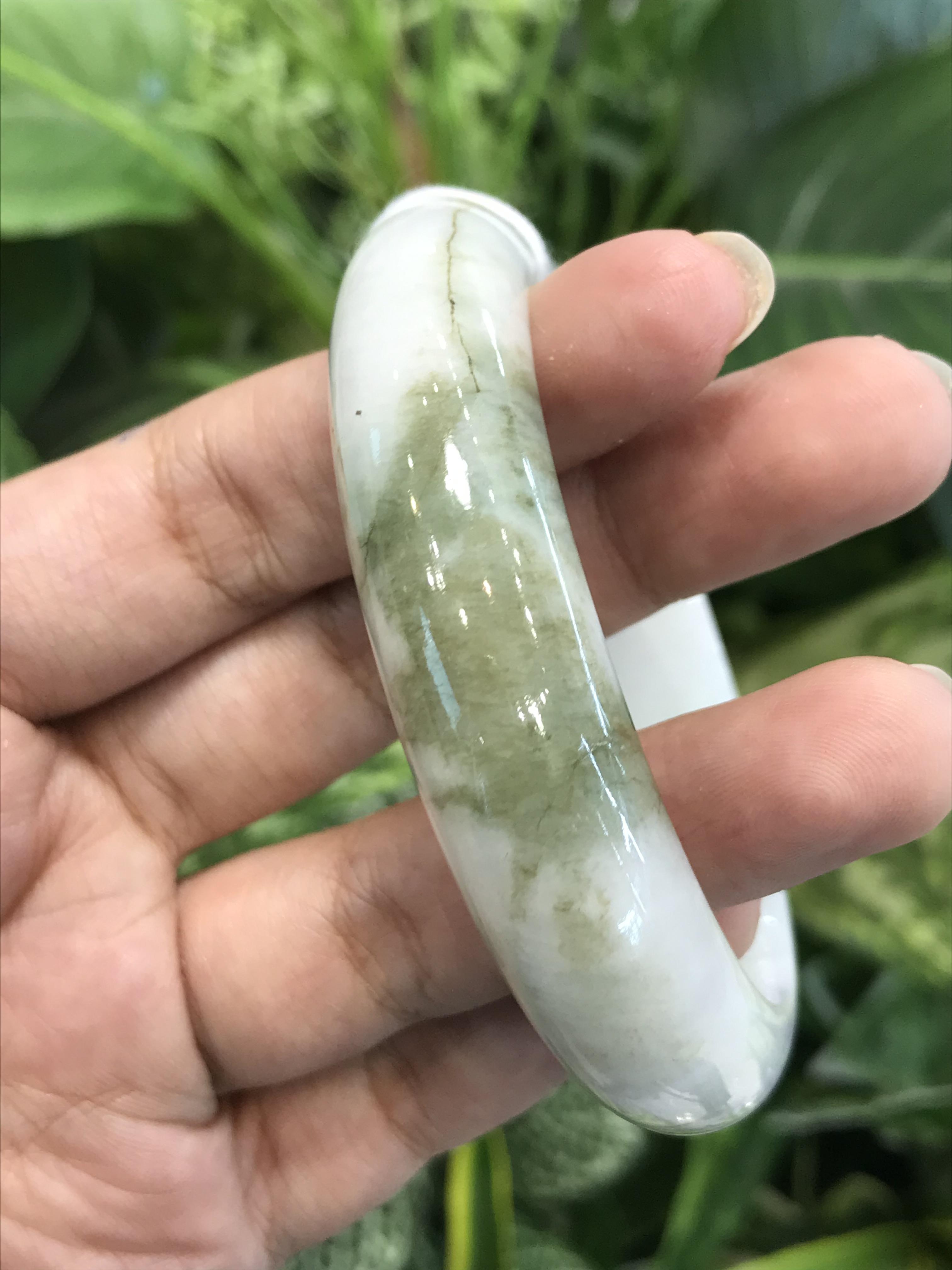 J05C0043 หยก พม่า แท้ Jade กำไลหยก 55 มม. (Jade bracelet) พม่า (Myanmar)