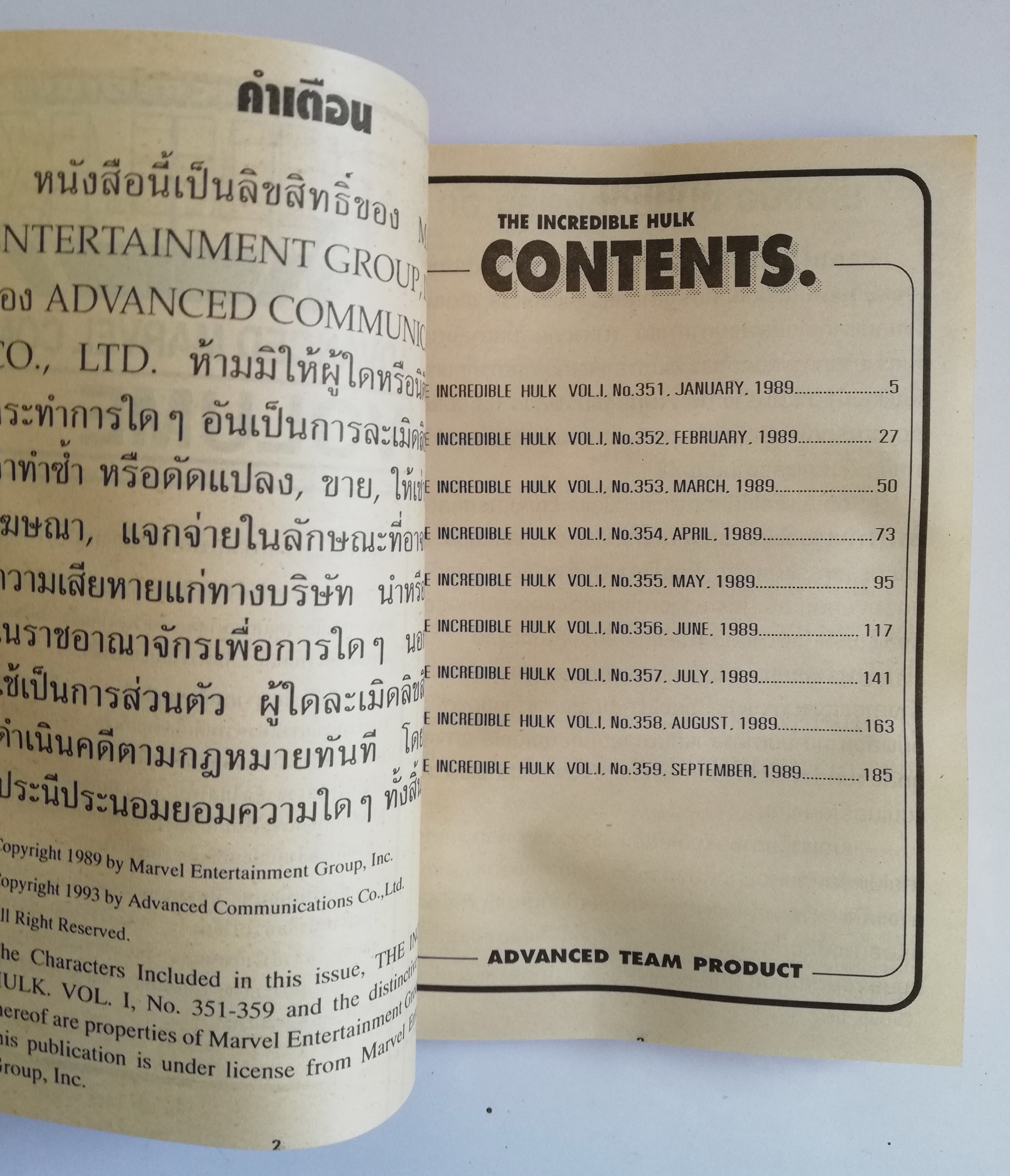 พ็อคเก็ตบุ๊คสะสมแนวอนิเมชั่น หนังสือการ์ตูนเก่า the Incredible Hulk ฉบับที่4 Jan-Sept 1989 ** หนังสือมีตำหนิ โปรดตรวจสอบทุกภาพ