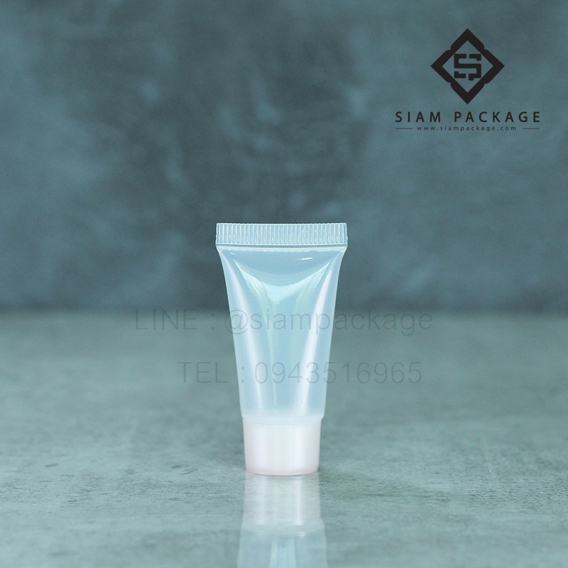 หลอดโฟม ฝาเกลียว ขนาด 5g. หลอดใส ฝาสีเนื้อ