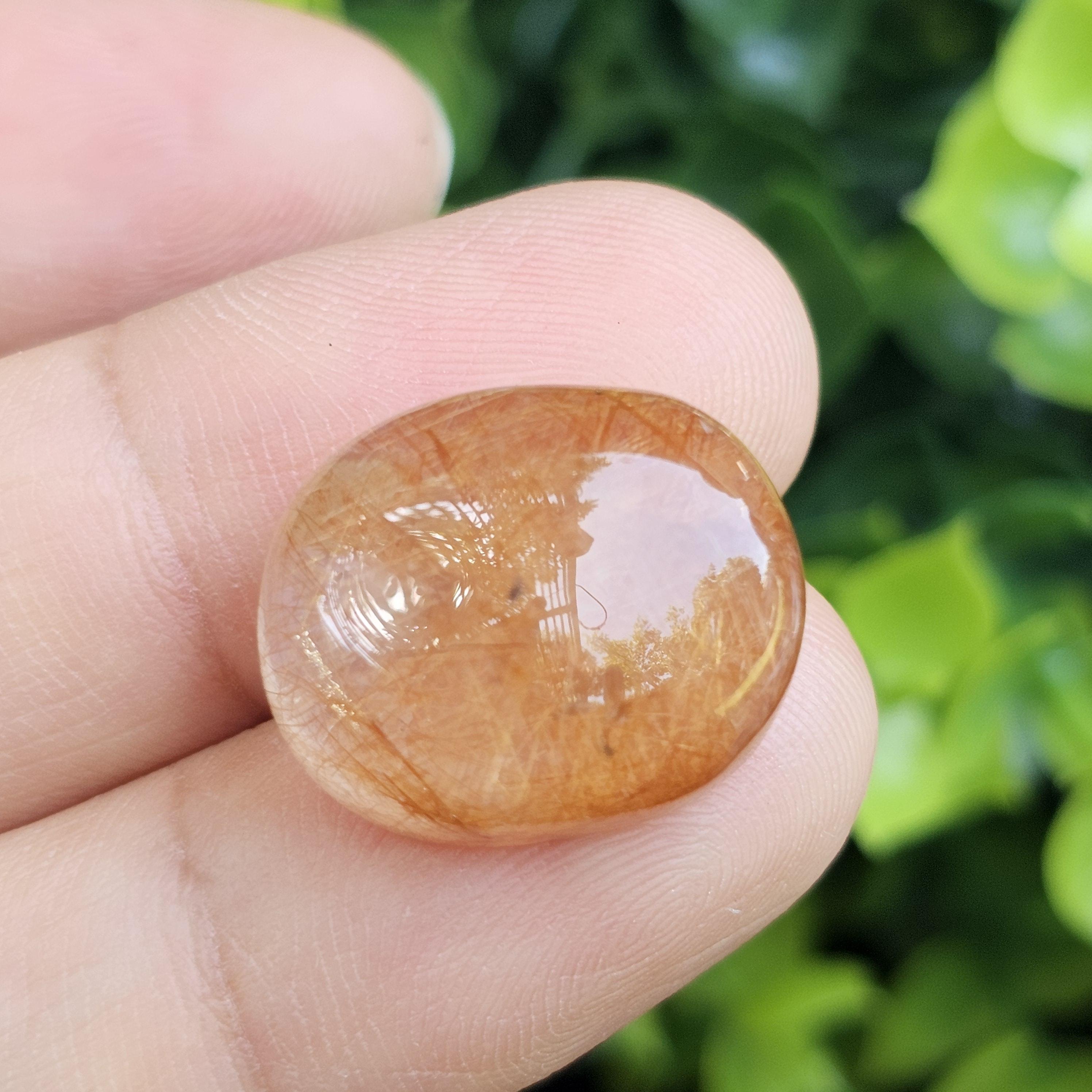 ไหมทอง ควอตซ์ Golden Rutilated Quartz 21.59 กะรัต Cts.พลอยแท้ อัญมณีมงคลประจําวันเกิด เครื่องประดับพลอย