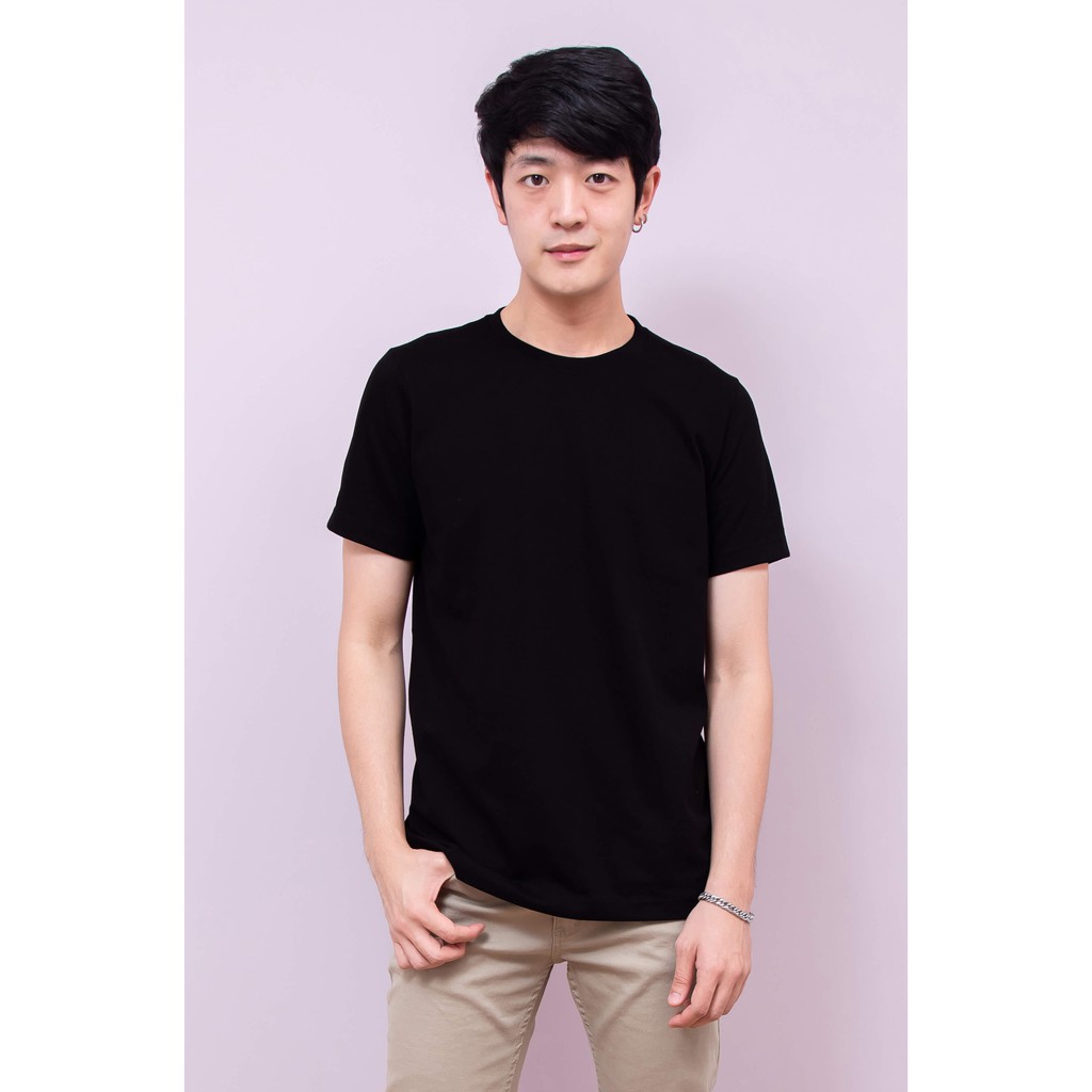 เสื้อยืด OV101 คอกลม ผ้าCotton100% 32 เนื้อนุ่ม ใส่สบาย สีดำ