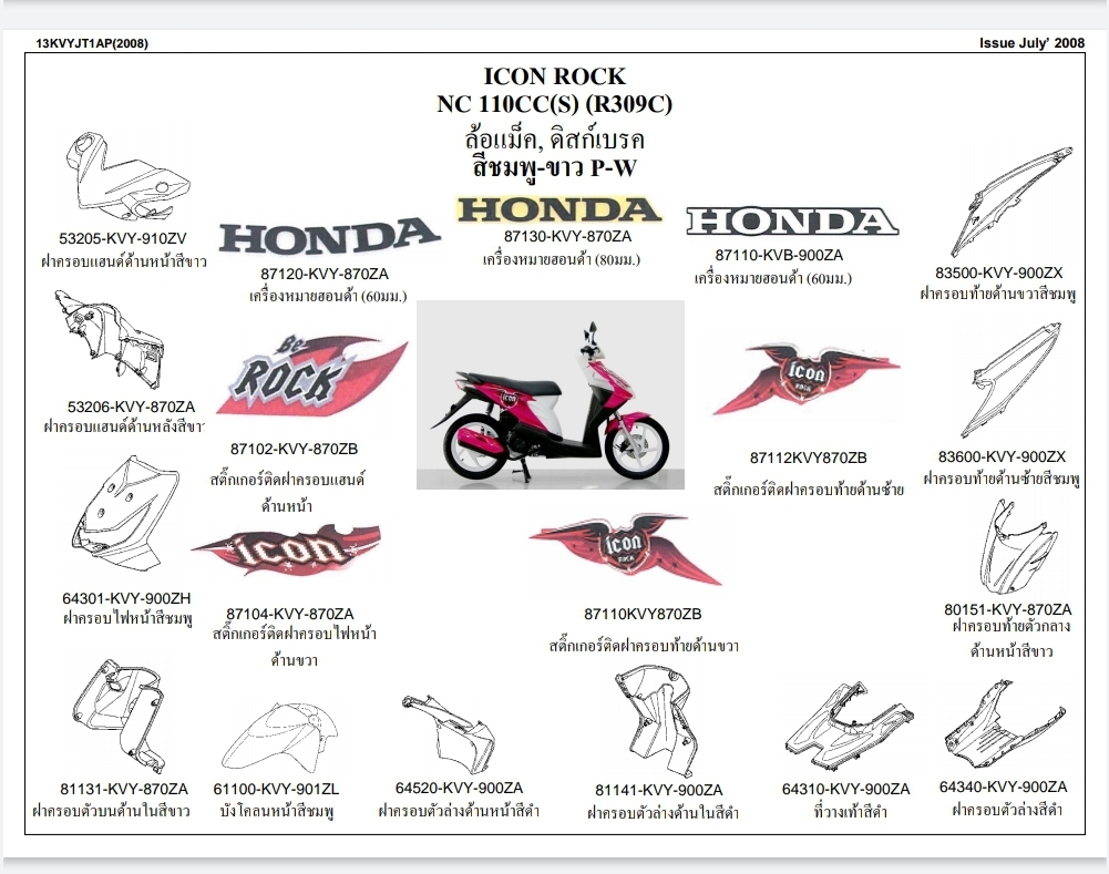 ชุดพลาสติกและเฟรมสี ไอคอน110ไอปี2008 ทุกสี