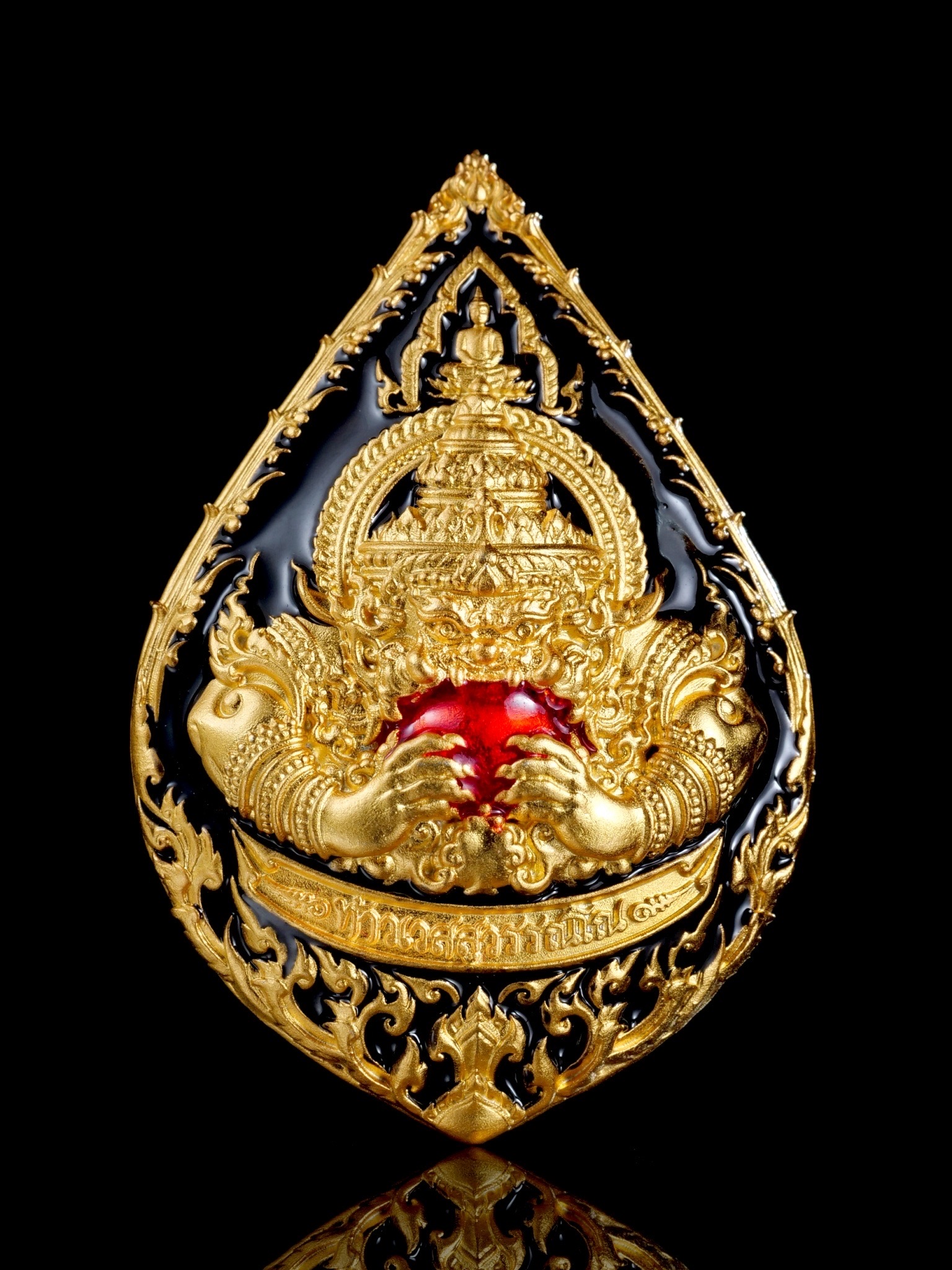 ท้าวเวสสุวรรณโณ รุ่น สัตตะอริยทรัพย์ รหัส9 เนื้อบรอนซ์ชุบทองลงยาดำ