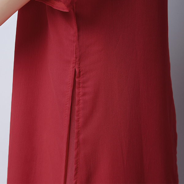 เดรสยาวผ้าฝ้ายญี่ปุ่นปักลายดอก ชายพริ้วสวย (11811M)