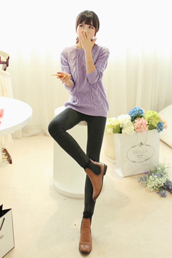 กางเกงเลกกิ้งกันหนาวติดลบ ซับกำมะหยี่ เปิดปลายเท้า (11261L)