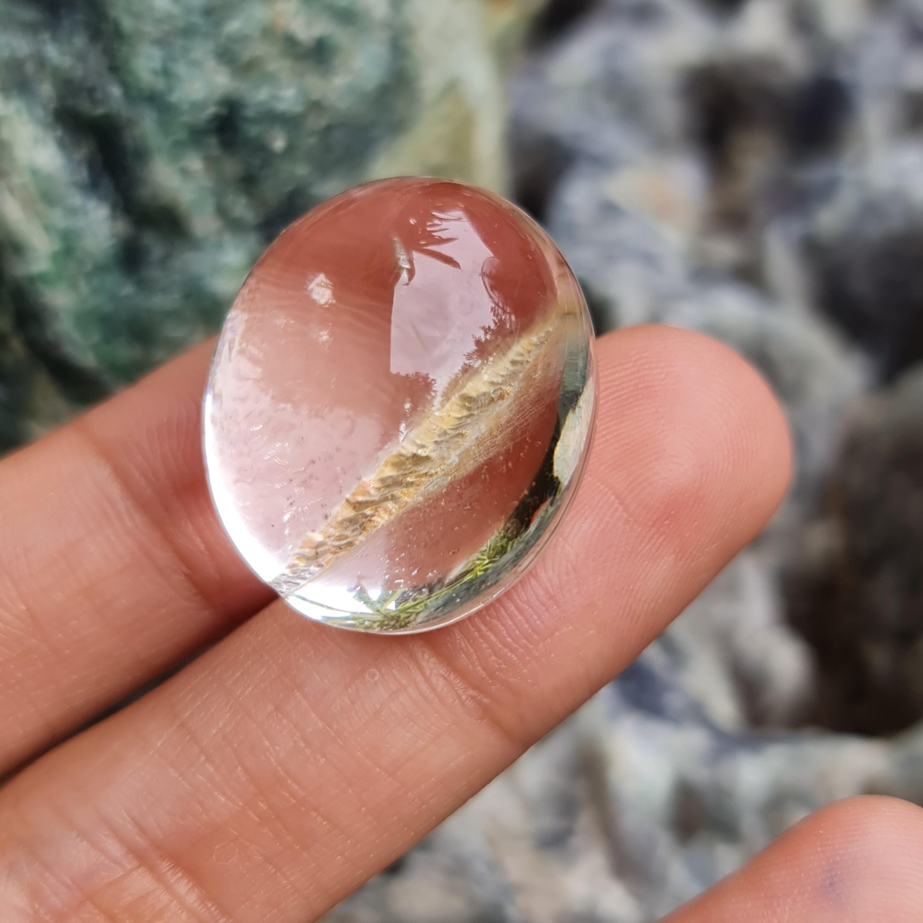โป่งข่าม ควอตซ์ Rutilated Quartz 58.44 กะรัต Cts. พลอยแท้ อัญมณีมงคลประจําวันเกิด เครื่องประดับพลอย