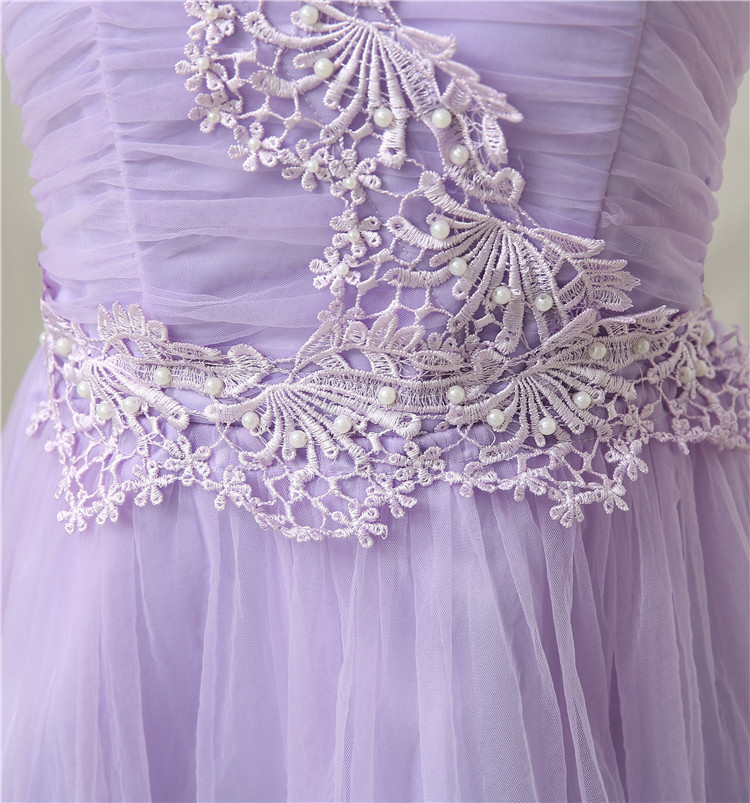 พร้อมส่ง ชุดเดรสสั้น เกาะอก ไหล่เดียว จับสม๊อกด้านหลัง ผ้าตาข่ายแต่งดอกไม้ปักมุก สีเขียว