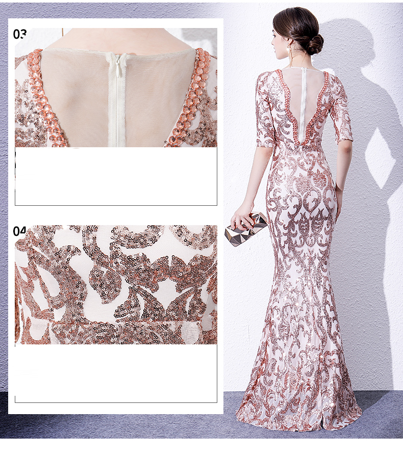 Pre-order ชุดราตรียาว ชุดออกงาน แขนกุด ทรงหางปลา ปักเลื่อมลายหรู