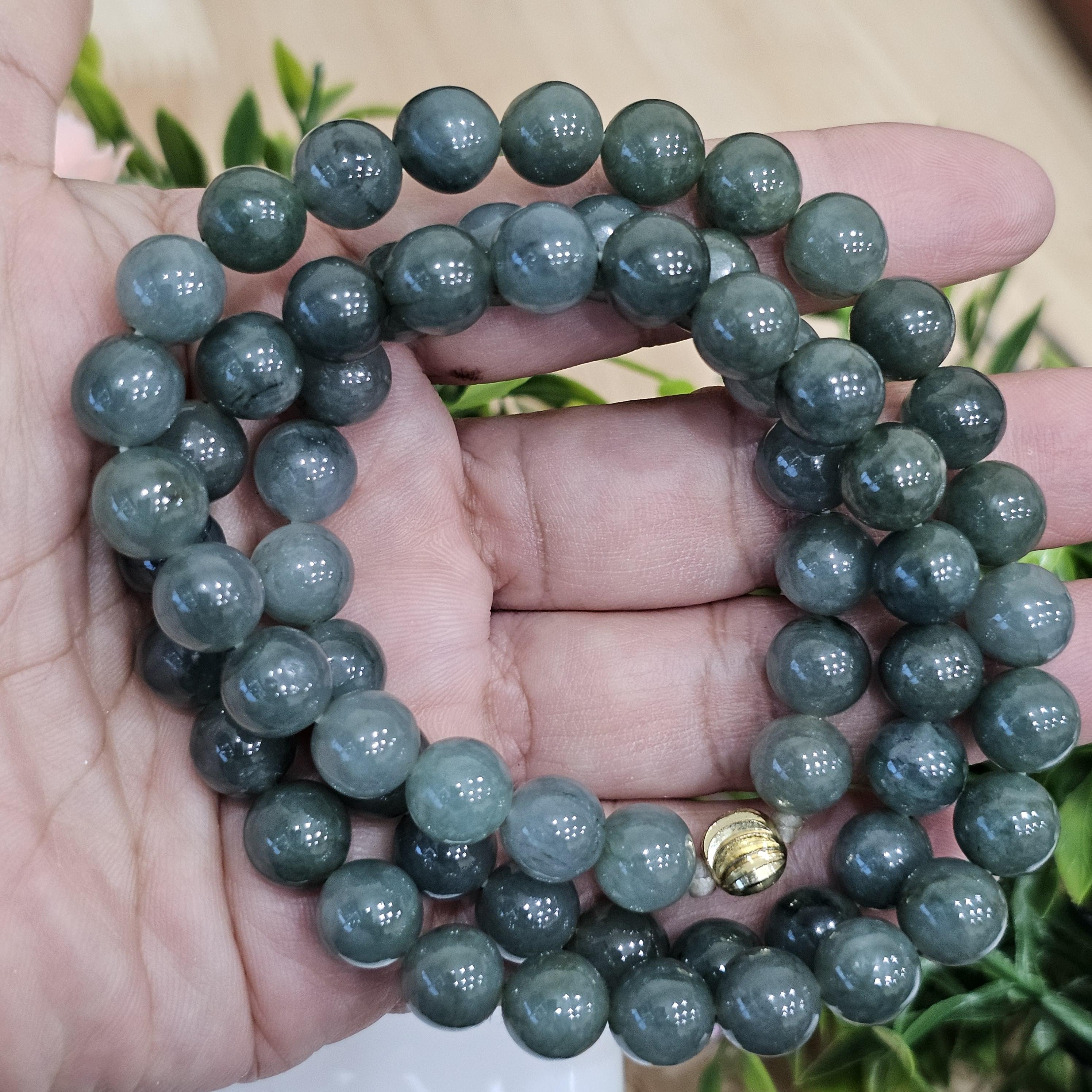 สร้อยคอหยก (Jadeite Necklace) 23 นิ้ว ดิบ ไม่ผ่านการปรับปรุง (Type A) พม่า (Myanmar) หยก พม่า แท้ Jade