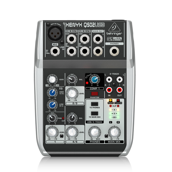 BEHRINGER XENYX Q502USB เครื่องผสมสัญญาณเสียงอนาล็อก Premium 5-Input 2-Bus