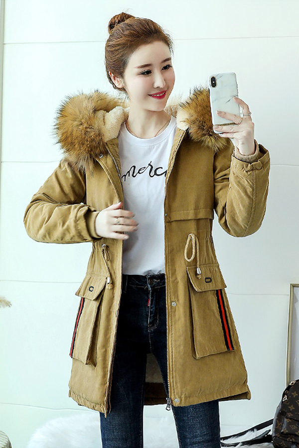 PREMIUM เสื้อโค้ทกันหนาวบุขนใส่ติดลบลุยหิมะได้ ฮูดแต่งเฟอร์ใหญ่ (12245X)