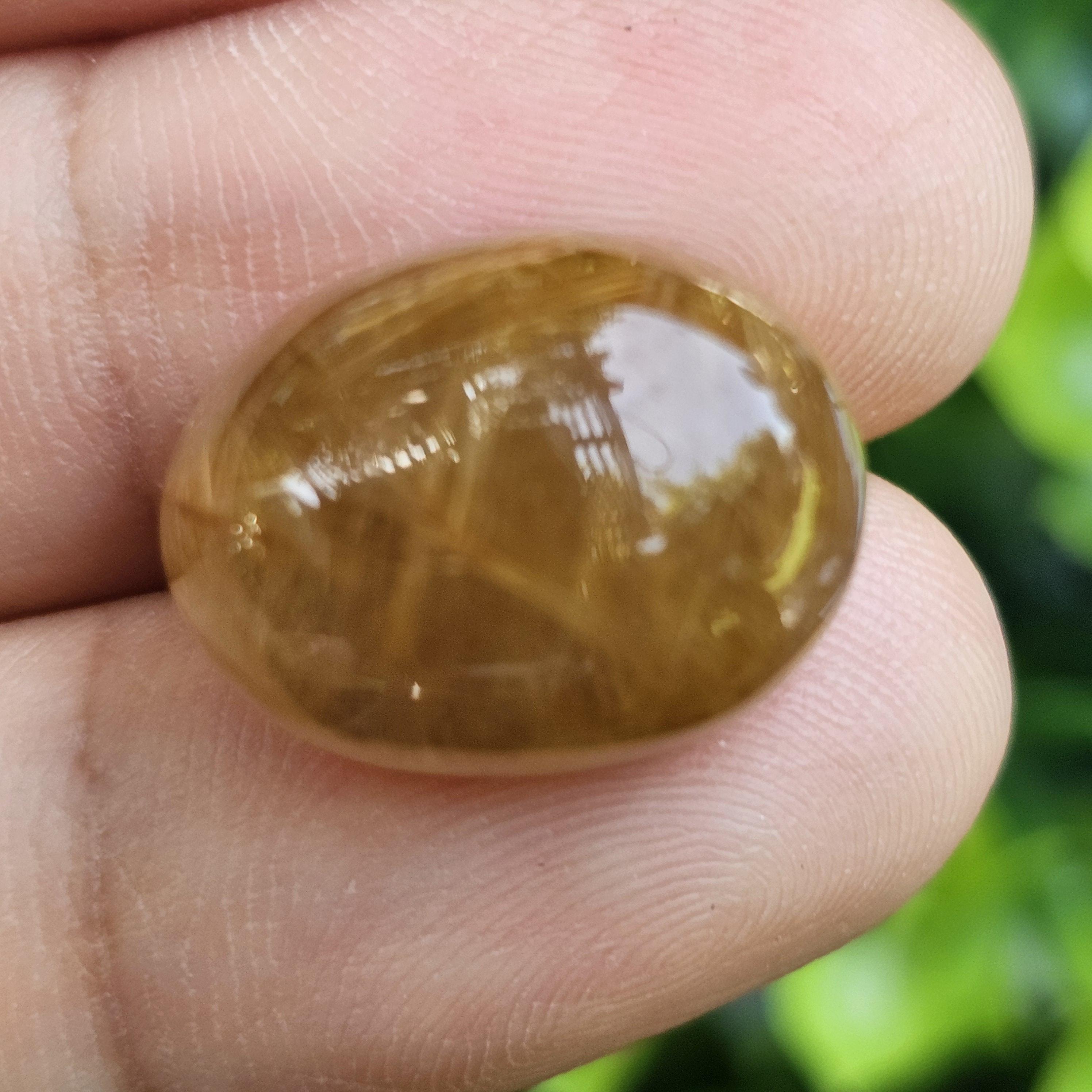 ไหมทอง ควอตซ์ Golden Rutilated Quartz 20.27 กะรัต Cts.พลอยแท้ อัญมณีมงคลประจําวันเกิด เครื่องประดับพลอย