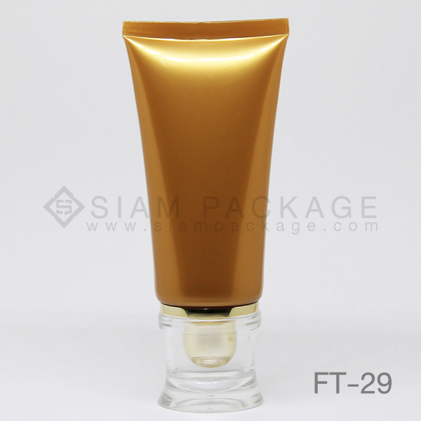 หลอดโฟมสีทอง ฝาอะคริลิคสีทอง หลอดครีม รหัส FT-29