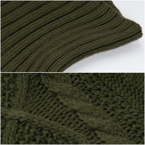 เสื้อสเวตเตอร์คอพับ ไหมพรมหนานุ่มถักลายนูน (12279B)