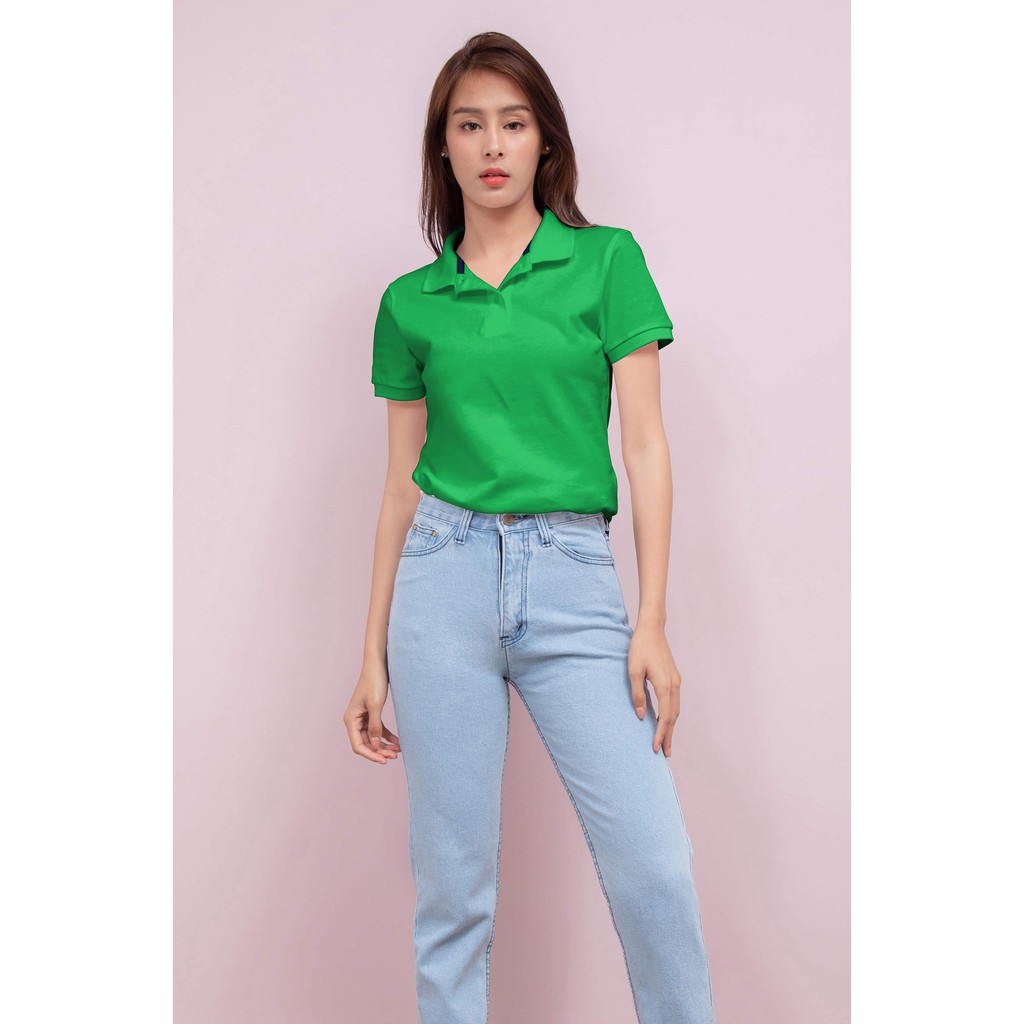 No Problem Noproblem ยอดขาย No.1 รับประกัน ไม่ย้วย ไม่ยืด ผ้านุ่ม เสื้อโปโล หญิง สีเขียวเพริโดต์