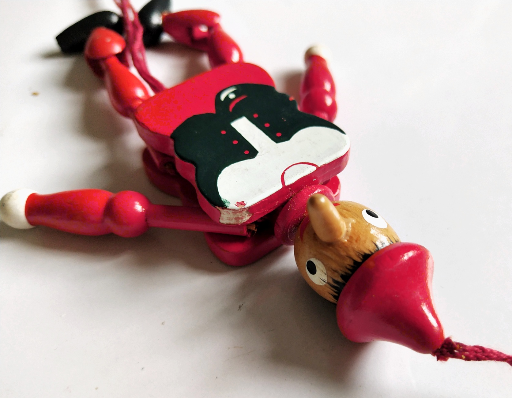 ของเล่น ของสะสม ตุ๊กตาหุ่นชัก พิน๊อคคิโอ Pinocchio ของเก่า วัสดุไม้ ชักเชือก ตุ๊กตาจะขยับแขนขา เก่าเก็บตามสภาพ