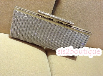 Pre-order กระเป๋าออกงาน Evening Clutch ทรงหรู คริสตัลทั้งใบ สวยหรู พร้อมสายสะพายสั้น/ยาว