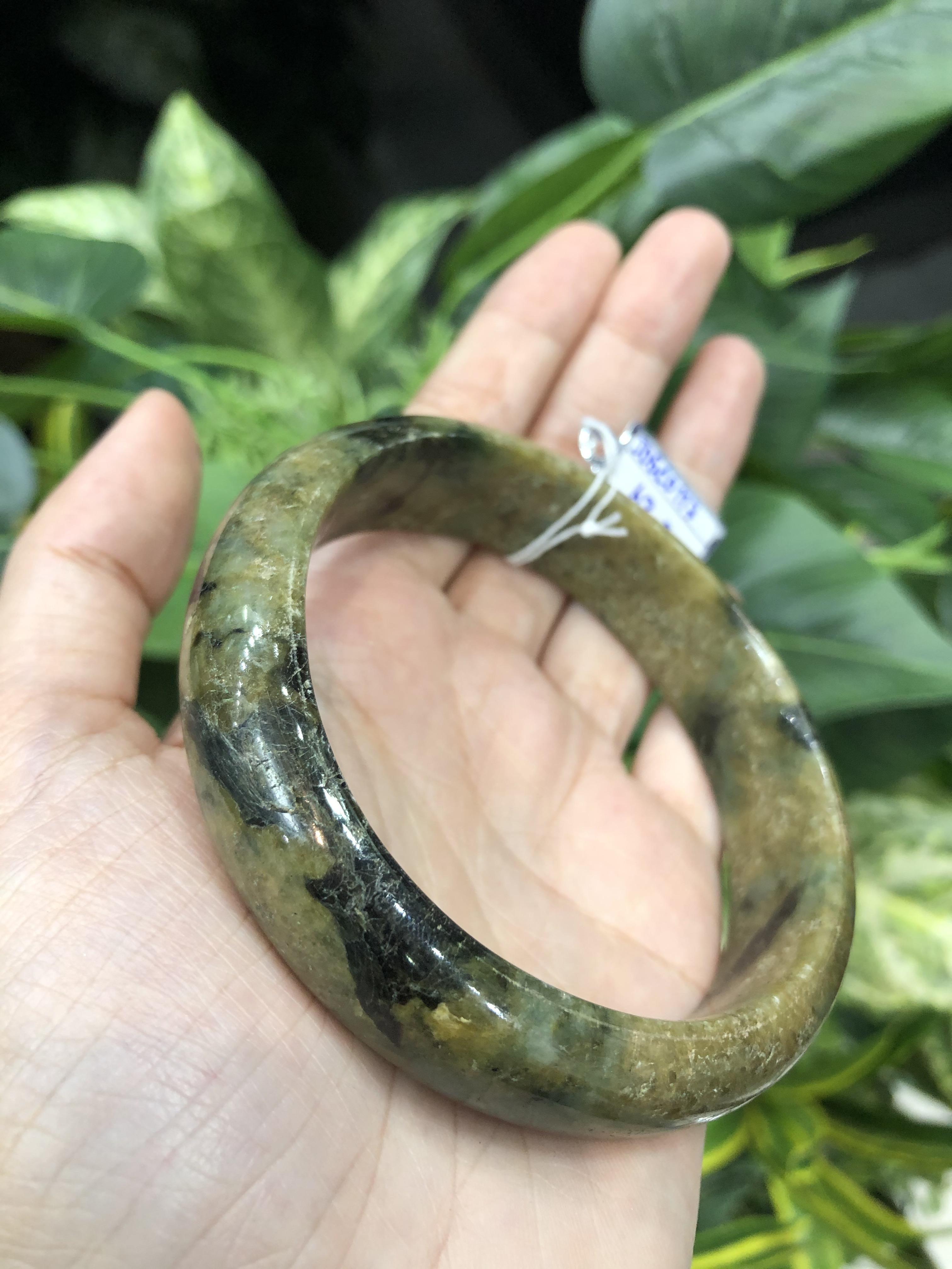 ๋J05C0117 หยก พม่า แท้ Jade กำไลหยก 62.3 มม (Jade bracelet) พม่า (Myanmar)