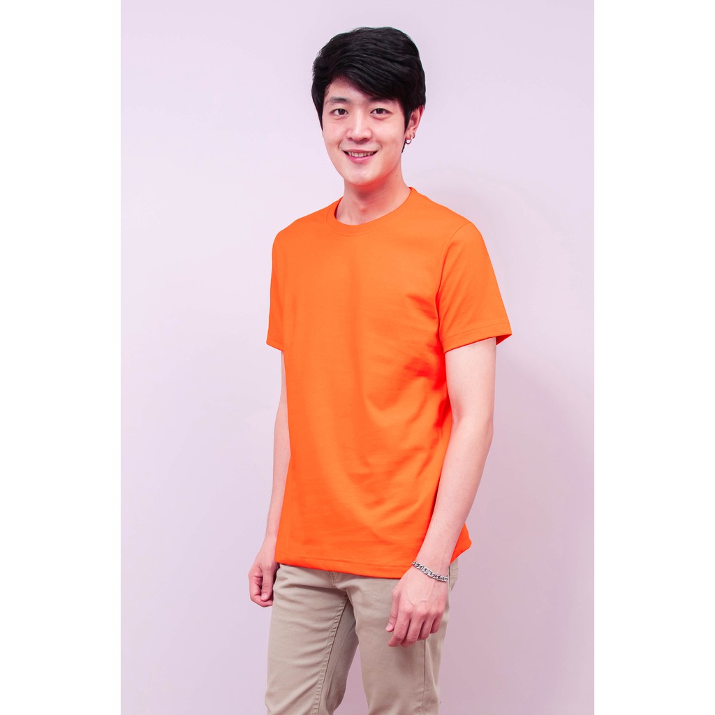 เสื้อยืด OV101 คอกลม ผ้าCotton100% 32 เนื้อนุ่ม ใส่สบาย สีส้ม