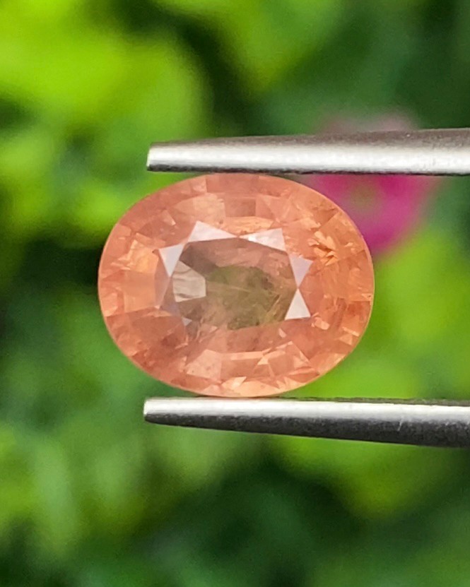 พลอย พัดพารัดชา Padparadscha Sapphire 2.45 กะรัต (Cts.) พร้อมใบเซอร์ พลอยแท้ อัญมณีมงคลประจําวันเกิด เครื่องประดับพลอย
