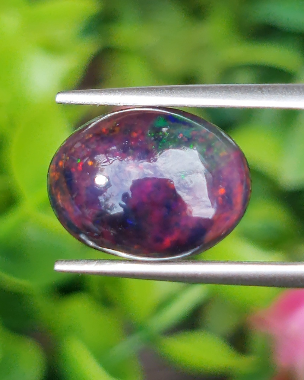 พลอย แบล็ก โอปอล Black Opal 4.23 กะรัต (Cts.) พลอยแท้ อัญมณีมงคลประจําวันเกิด เครื่องประดับพลอย