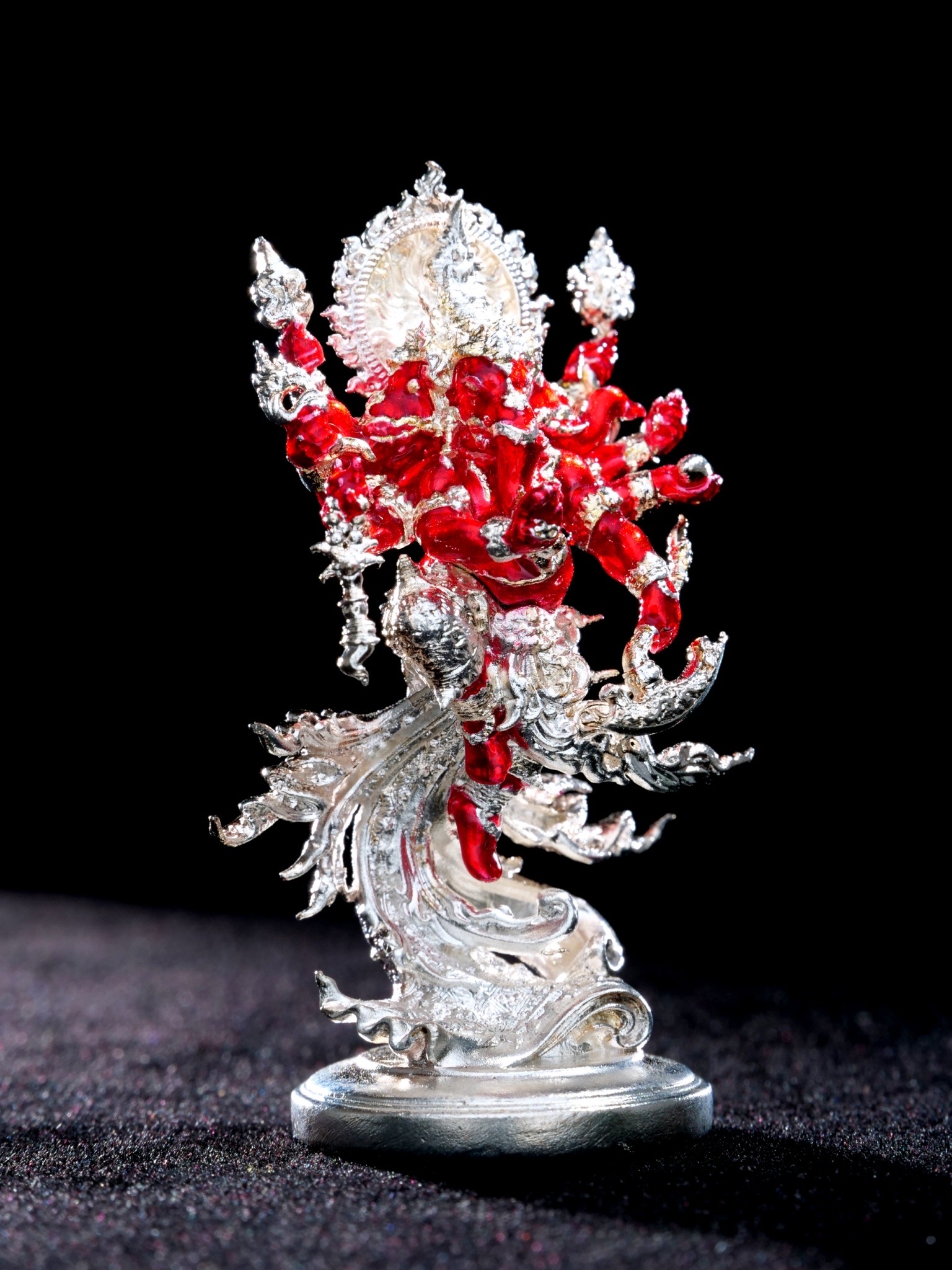 พระพิฆเนศสุริยะเทพ สุริยาบินายัค Surya Binayak รหัส9 เนื้อชนวนมหาชนวน ชุบเงินลงยา