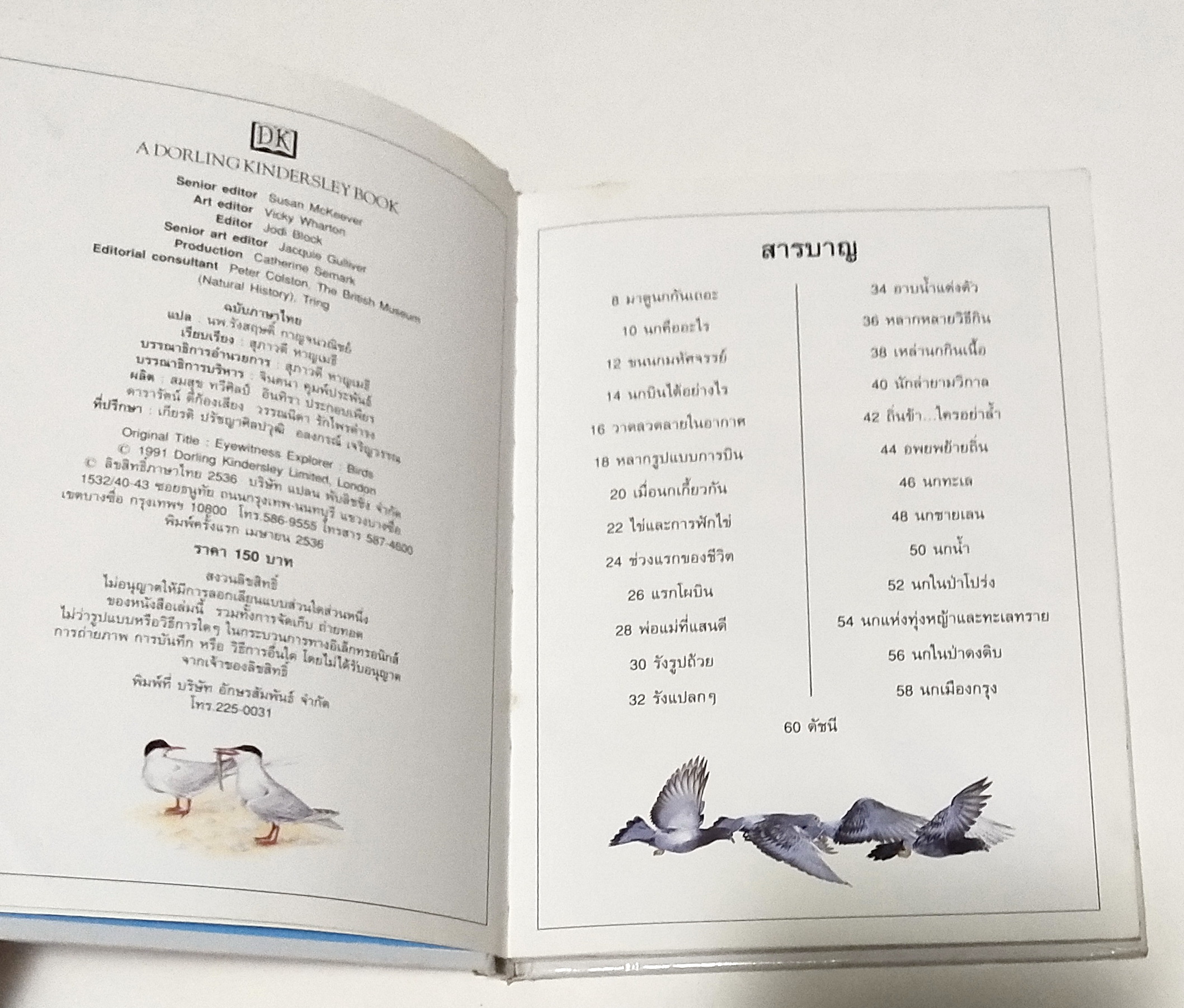 หนังสือภาพสีสวย กระดาษมัน ปกแข็ง "นก A DORING KINDERSLEY BOOK " สำรวจและเรียนรู้โลกน่ารักน่าพิศวงของนก แปลโดย นพ.รังสฤษฏิ์ กาญจนวณิชย์ พิมพ์ครั้งแรก เมษษยน 2536