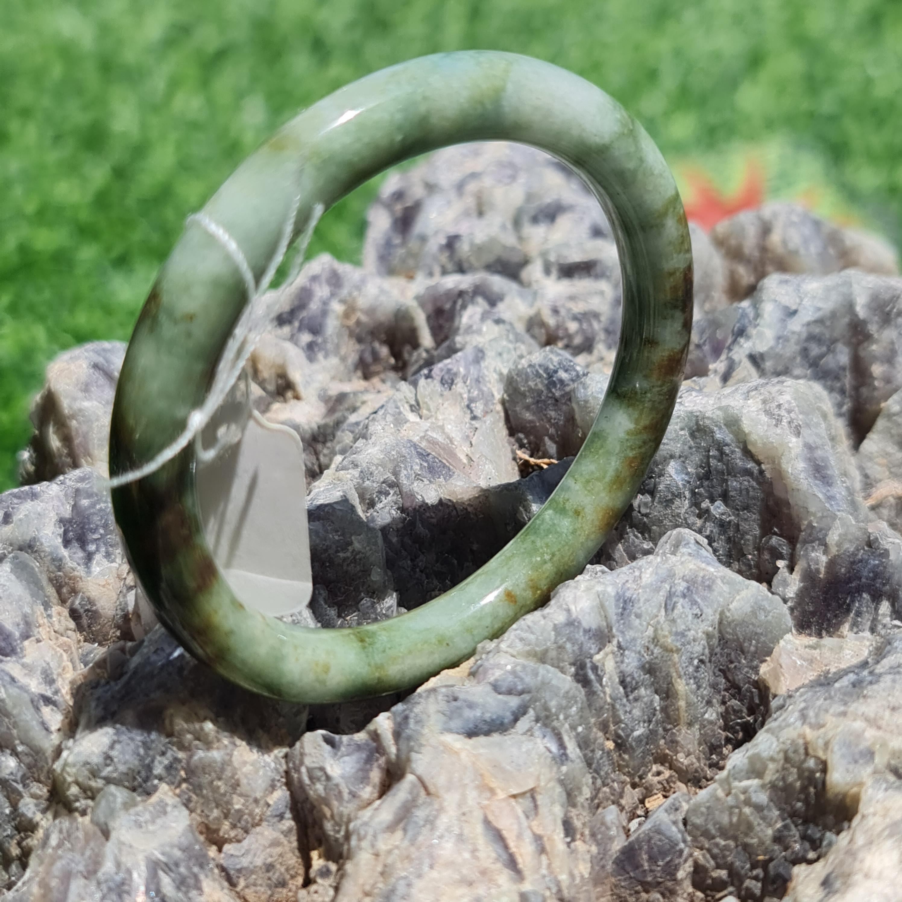 JB6711014 หยก พม่า แท้ Jade กำไลหยก 52.1 มม. (Jadeite bracelet) พม่า (Myanmar)