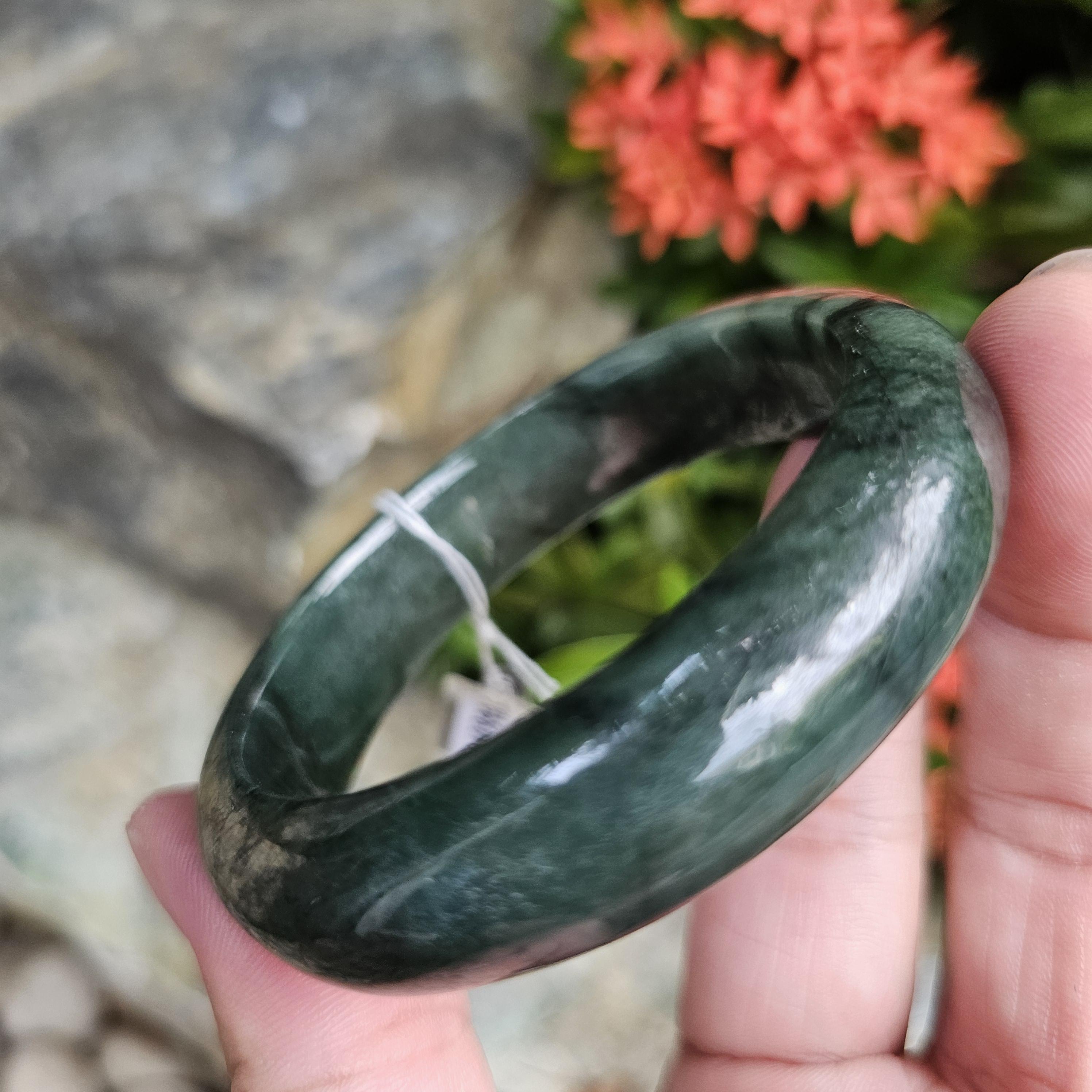 JB6804050 หยก พม่า แท้ Jade กำไลหยก 56.7 มม. (Jadeite bracelet) พม่า (Myanmar)