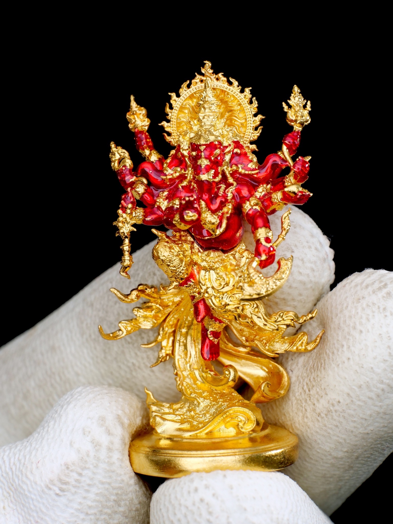 พระพิฆเนศสุริยะเทพ สุริยาบินายัค Surya Binayak รหัส8 เนื้อชนวนมหาชนวน ชุบทองลงยา