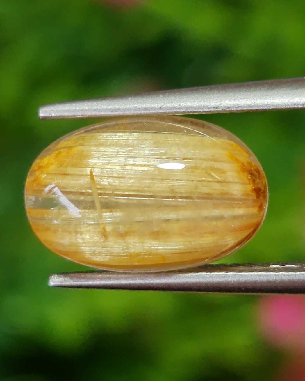 ตาแมว ไหมทอง ควอตซ์ Cat eye Golden Rutilated Quartz 5.18 กะรัต Cts.พลอยแท้ อัญมณีมงคลประจําวันเกิด เครื่องประดับพลอย