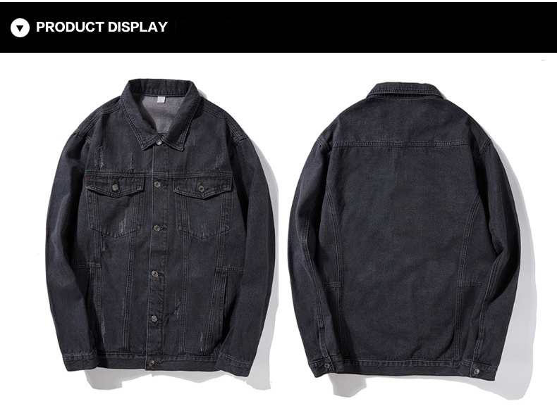 เสื้อแจ็กเก็ตยีนส์สีดำฟอก กระเป๋าคู่อก BIG SIZE (10318MM)