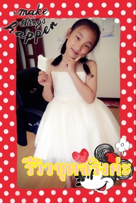 Pre-order ชุดราตรีเด็ก ชุดออกงาน ชุดกระโปรง สไตล์เจ้าหญิง แขนกุด คอกลม ผ้าลูกไม้ กระโปรงตาข่าย แต่งโบว์ด้านหลัง มีซิป