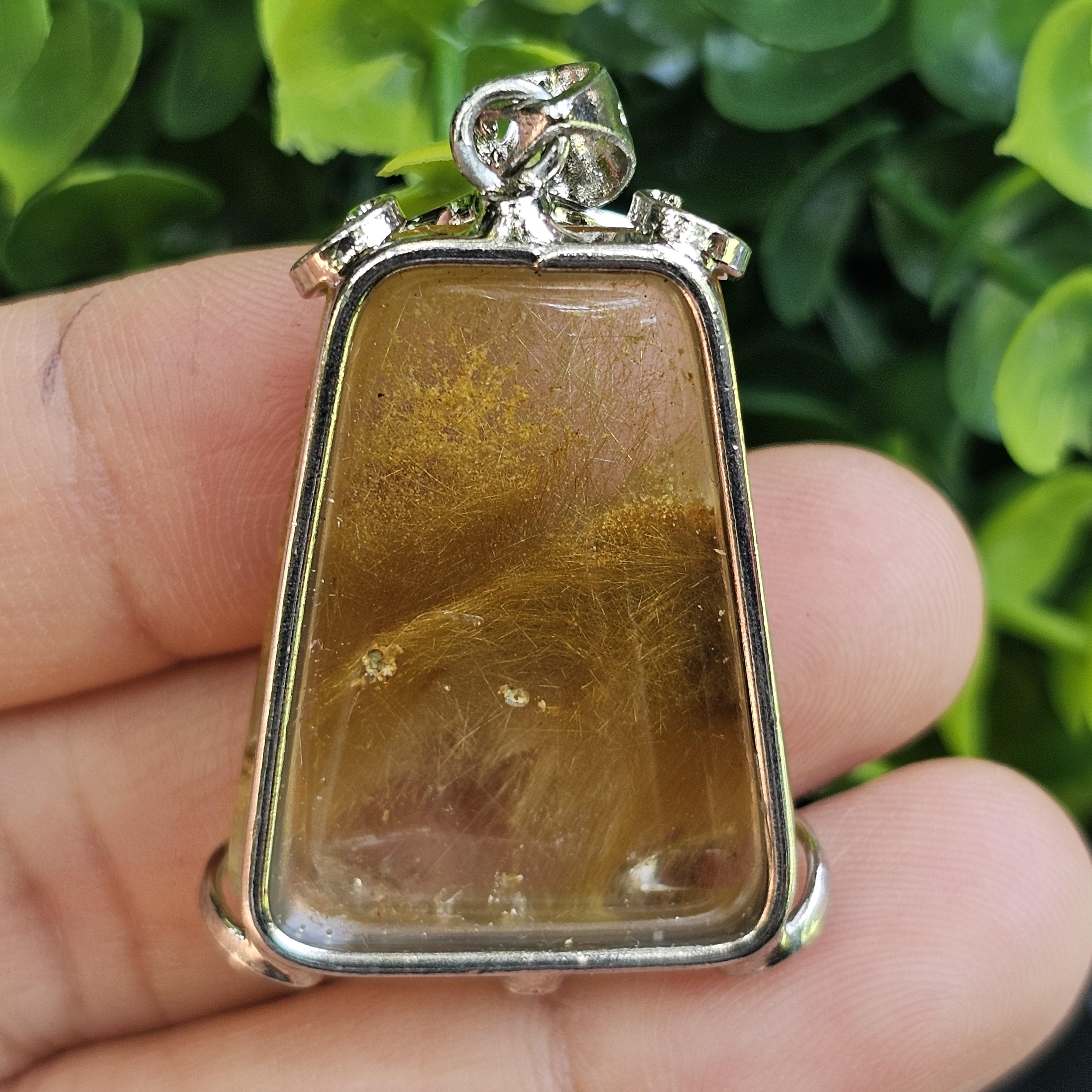 จี้ไหมทอง (Golden Rutilated Quartz) 13.42 กรัม g.พลอยแท้ อัญมณีมงคลประจําวันเกิด เครื่องประดับพลอย