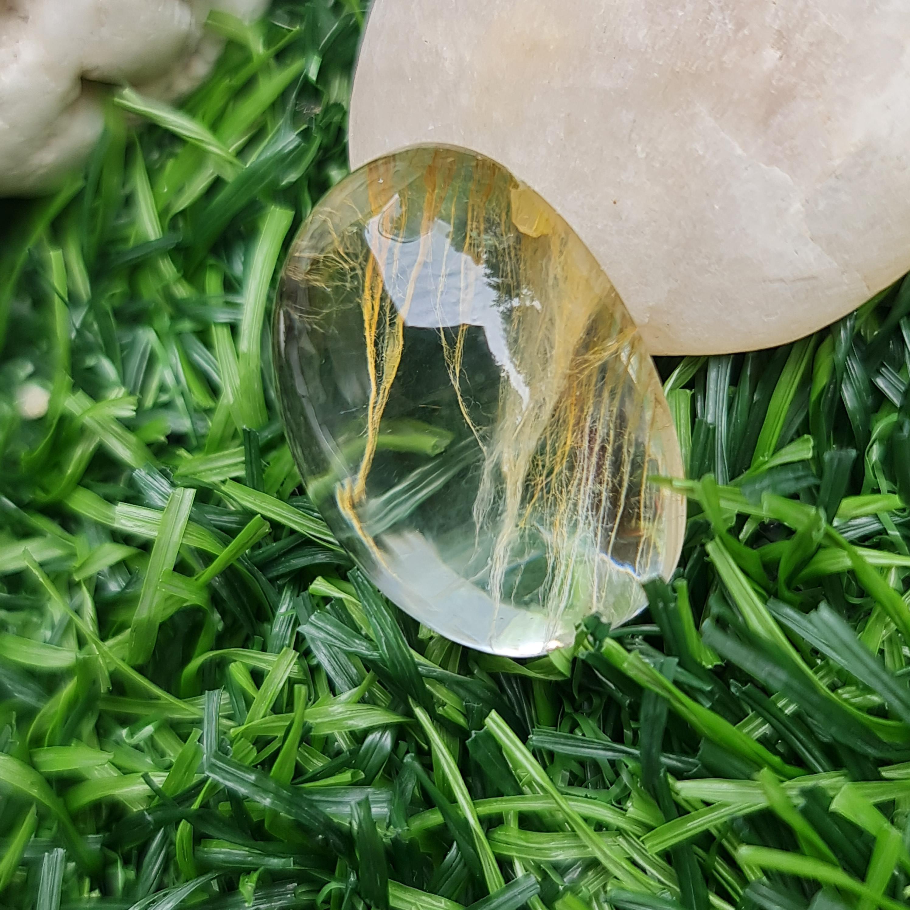 โป่งข่าม ควอตซ์ Rutilated Quartz 50.06 กะรัต Cts. พลอยแท้ อัญมณีมงคลประจําวันเกิด เครื่องประดับพลอย