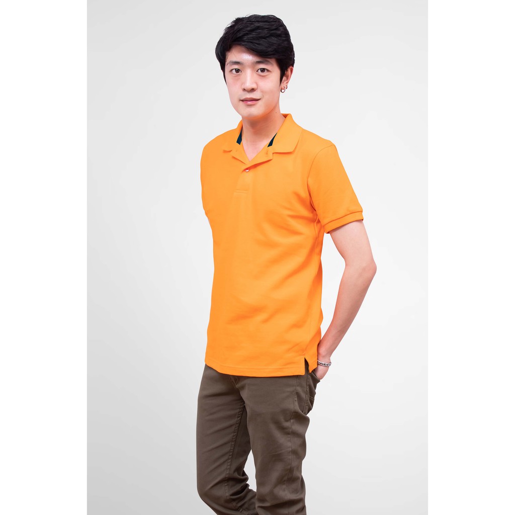 No Problem Noproblem ยอดขาย No.1 รับประกัน ไม่ย้วย ไม่ยืด ผ้านุ่ม เสื้อโปโล ชาย สีส้มซองเจีย